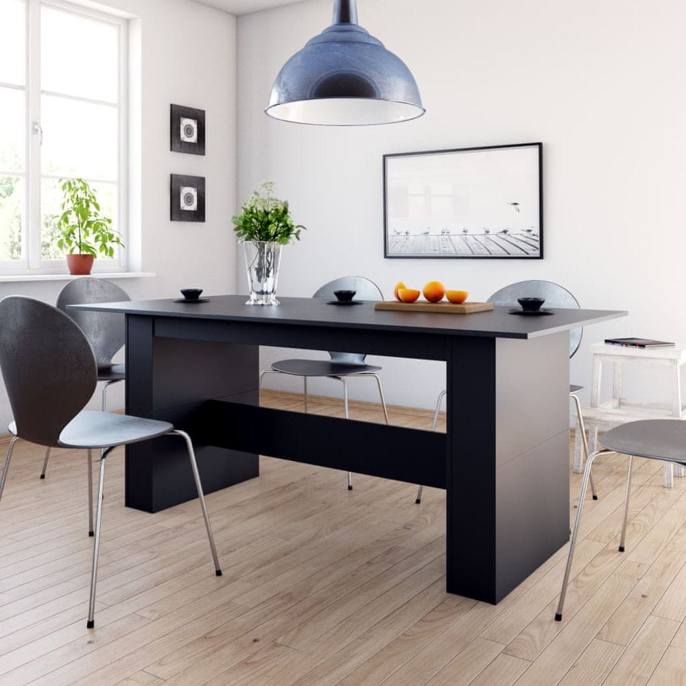 Vidaxl Jedálenský stôl čierny 180x90x76 cm drevotrieska